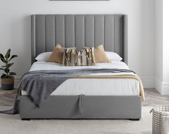 Light Grey Winged Ottoman Bed - Double & King by Time4Sleep (Maya)