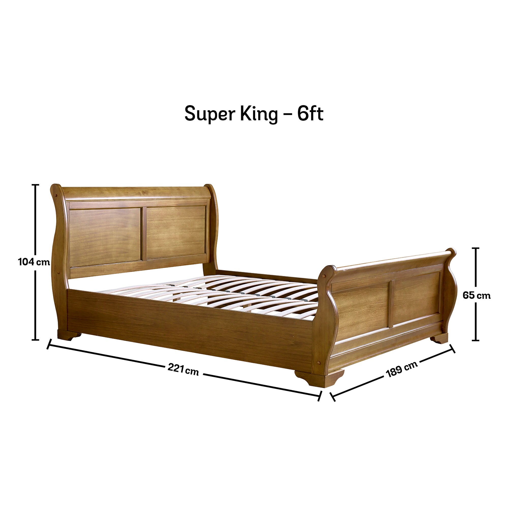 Wooden sleigh bed super king size discount