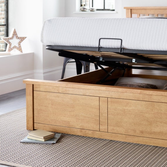 New Oak Finish Wooden Ottoman Storage Bed Small Double double king by Time4sleep malmo Etsy