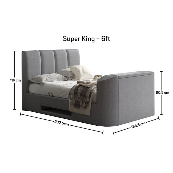 Grey Upholstered Ottoman Storage TV Bed Mid Grey Double King Super King by Time4Sleep Copenhagen Etsy