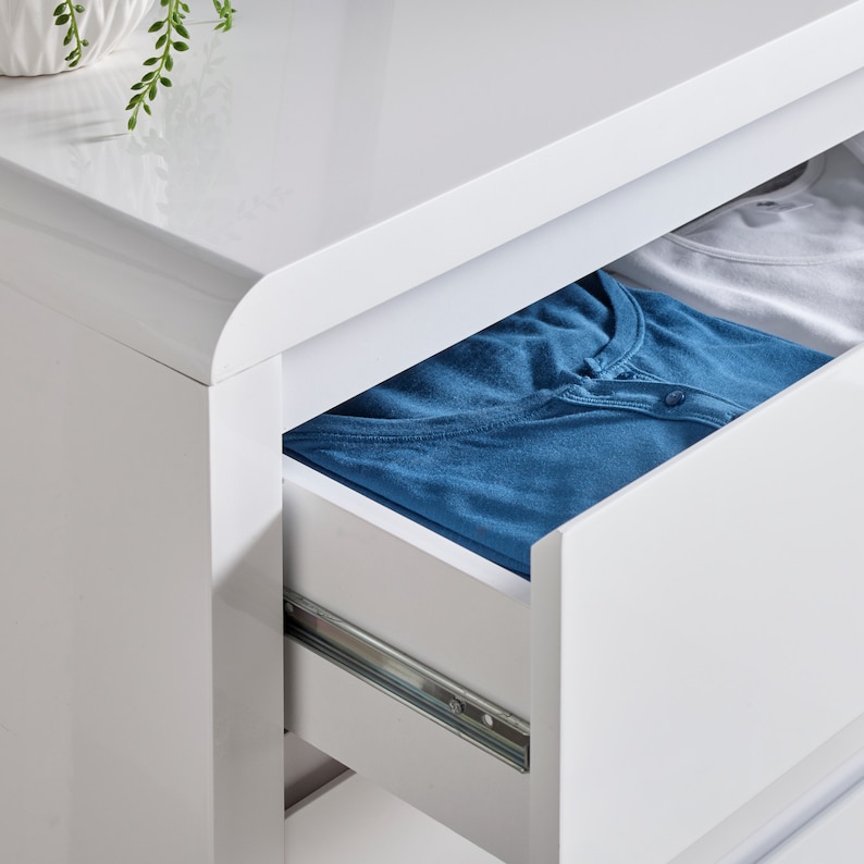 White High Gloss 6 Drawer Wide Chest of Drawers by Time4sleep Etsy UK