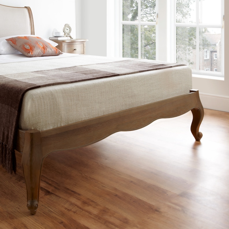 Solid Oak French Style Wooden Upholstered Bed Frame in Various Etsy