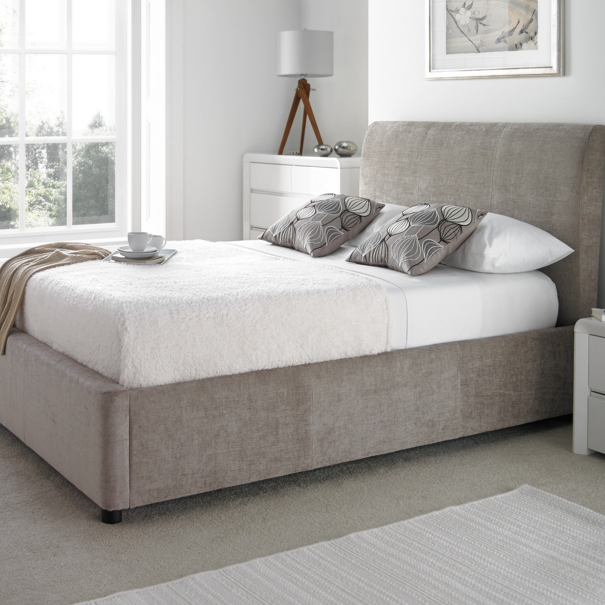 Serenity Upholstered Ottoman Storage Bed Mink King Etsy UK