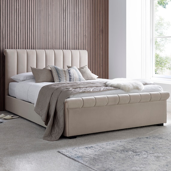 Natural Stone Upholstered Sleigh Ottoman Bed Frame by Time4sleep ascot Etsy