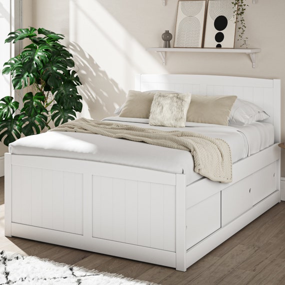 6 Door Storage White Wooden Bed Frame Small Double and Double Size 4ft and 4ft6 by Time4sleep maxistore Etsy