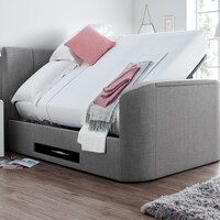 Grey Upholstered Ottoman Storage TV Bed - Mid Grey - Double, King & Super King by Time4Sleep (Copenhagen)
