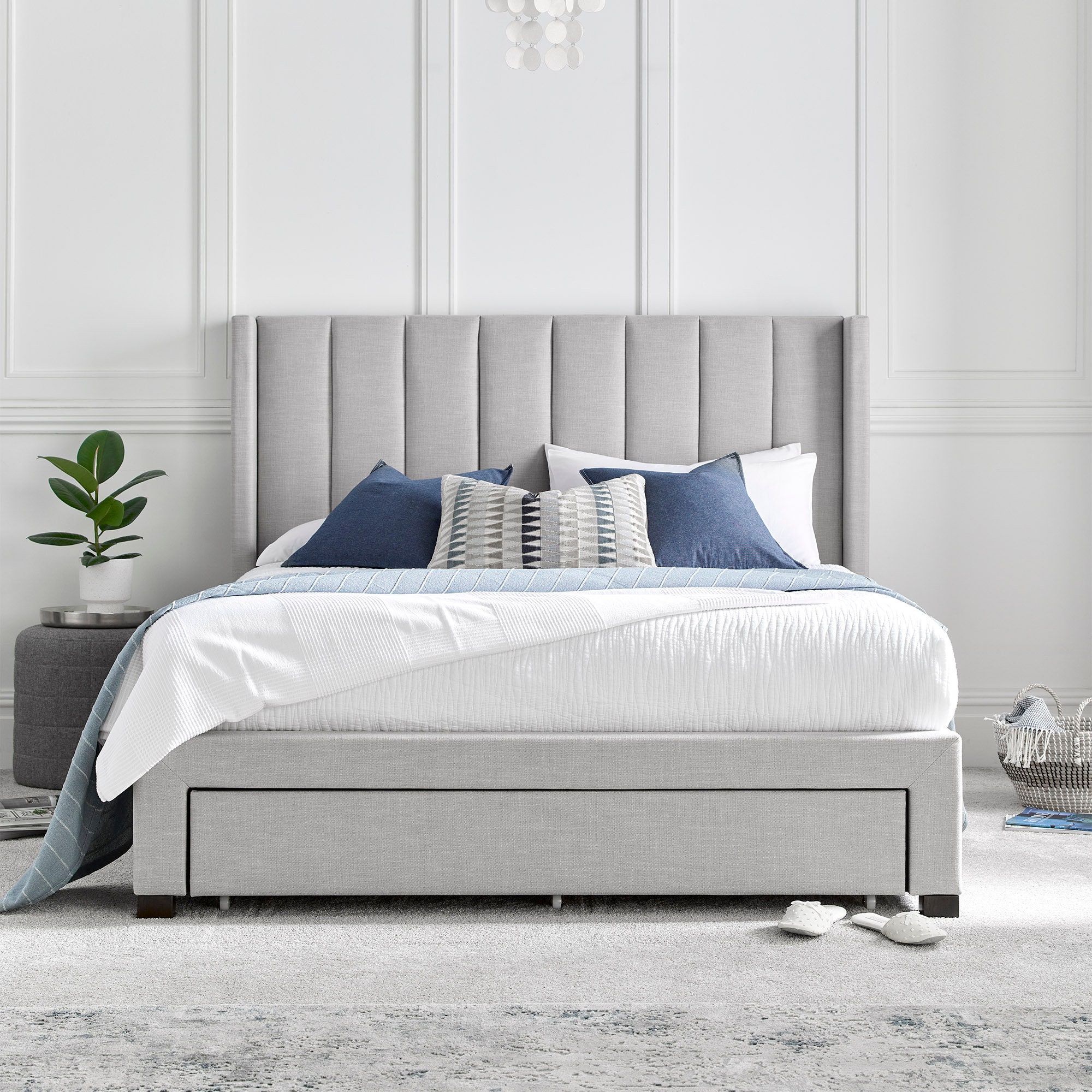 Grey winged bed frame discount