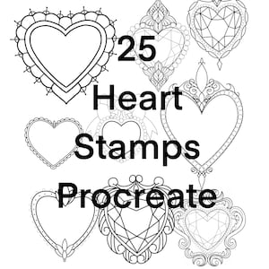 25 Herzform Umrisse Procreate Stempel Pinsel Tattoo Schablone Herz Kristallformen