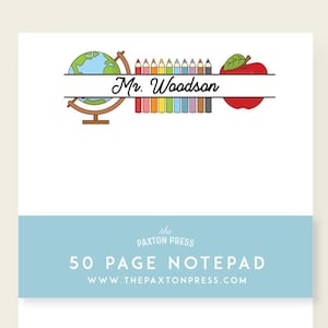 Personalized Teacher Notepad, Teacher Gift Notepad, Personalized Stationery, Teacher Appreciation, Back to School Gift