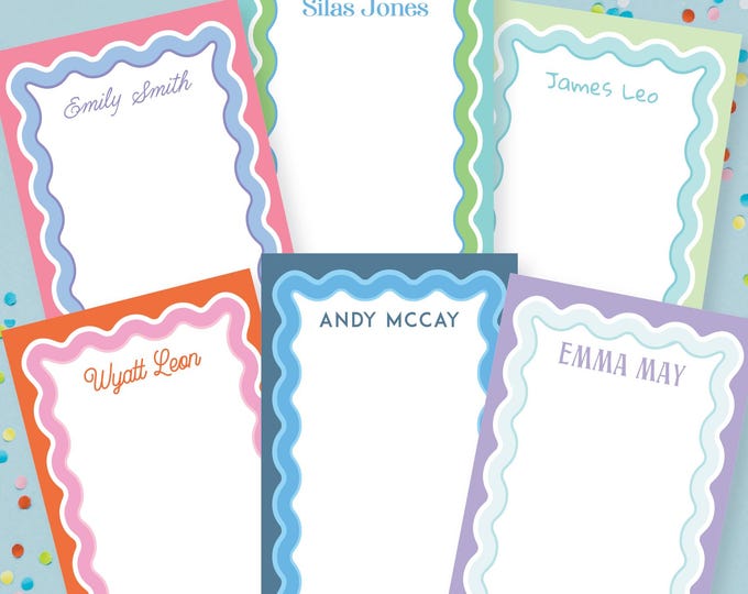 Custom Wavy Border Name Notepad | Gift | 50 100 Pages | Personalized ...