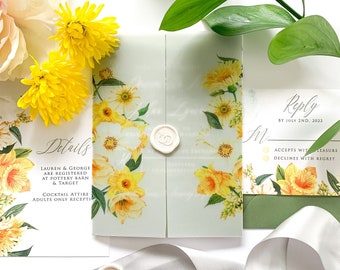 Daffodil & Daisy Spring Wedding Invitation Suite