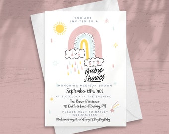 Rainbow Baby - Printed Set of 10 Baby Shower Invitations