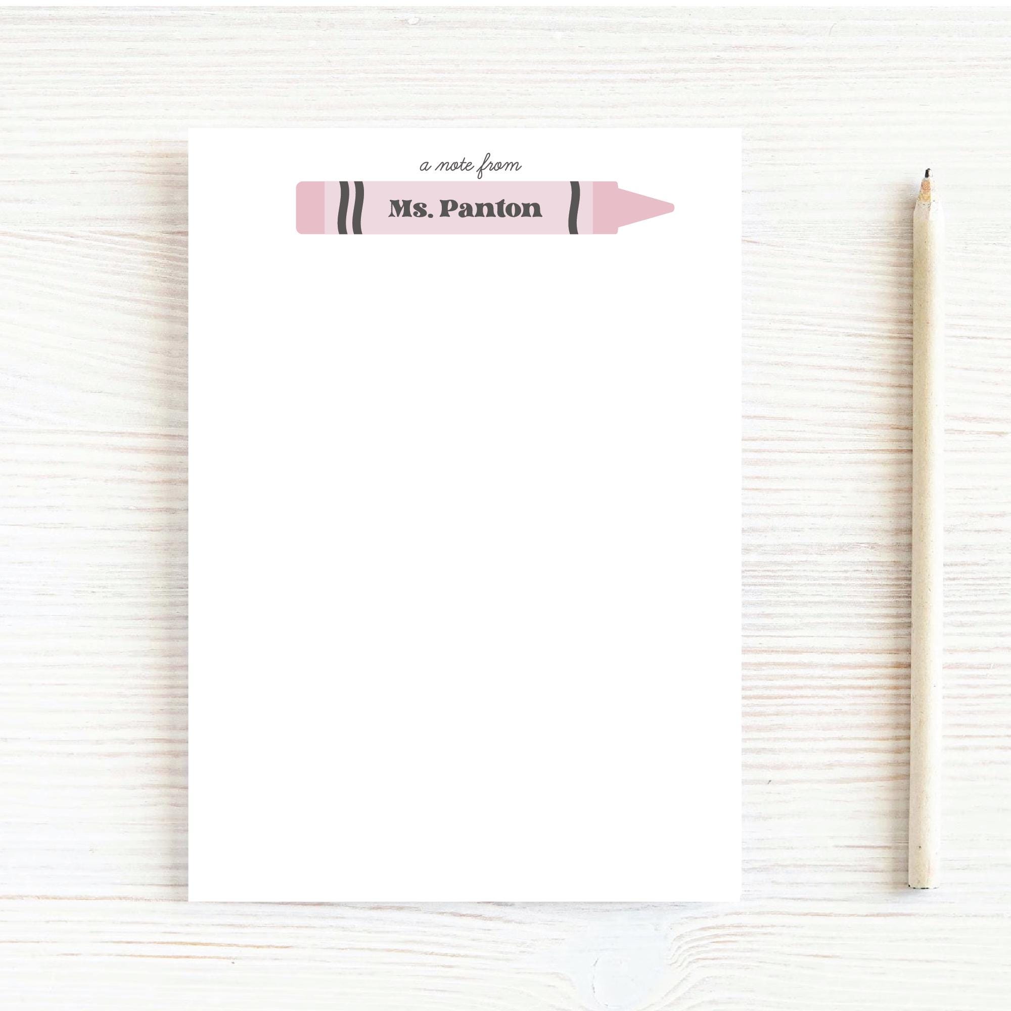 Personalized Teacher Notepad: Custom Crayon Design, 50-page Stationery ...