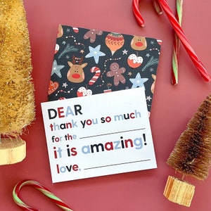 Set von 12 Weihnachts rentier Fill-in-the-blank Kinder Dankeskarten