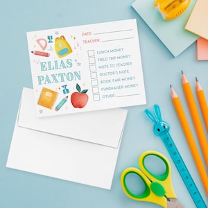 SET OF 20 | Customized School Communication Envelopes | School Money Envelopes | Teacher Note Envelopes