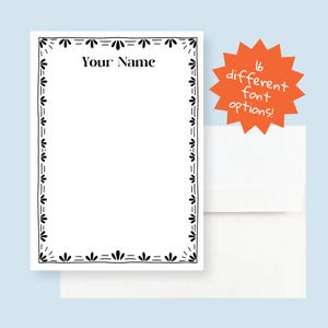 Custom Writing Stationery Set of 12 - Personalized Stationery with Envelopes