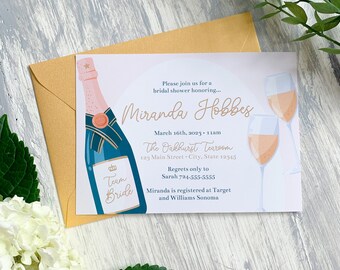 Champagne Toast - Set of 10 Printed Bridal Shower Invitations