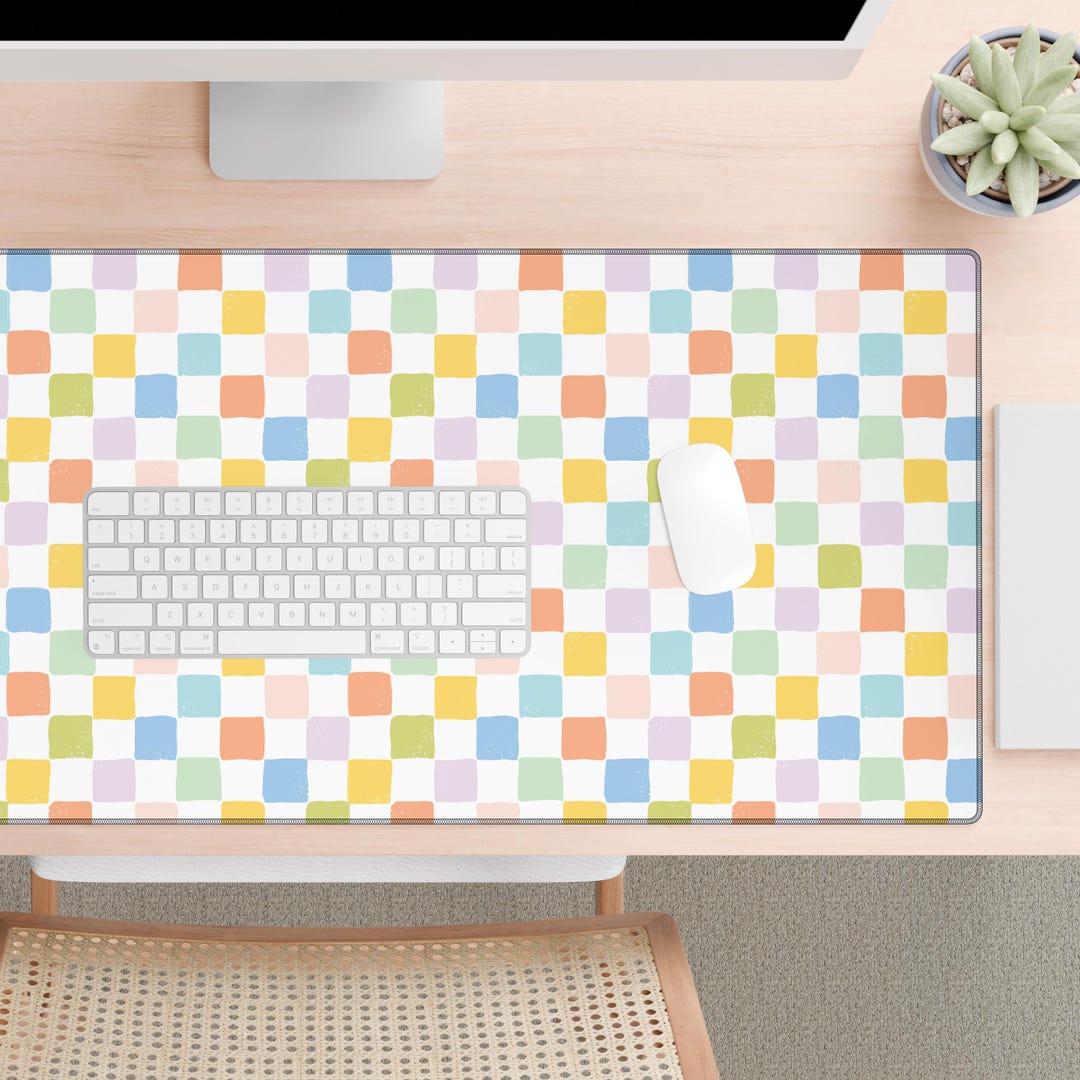 Colorful Checkerboard Desk Mat: Retro Funky Office Decor - Etsy