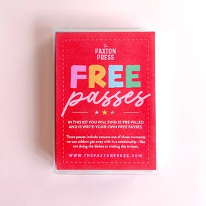 Pases Gratis - Kit de 50 - Cupón de Amor, Regalo para Parejas, Regalo Único para San Valentín o Aniversario