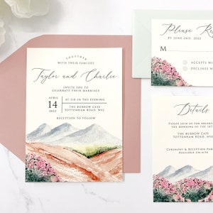 Mountain Wedding Wildflower Field Invitation Suite