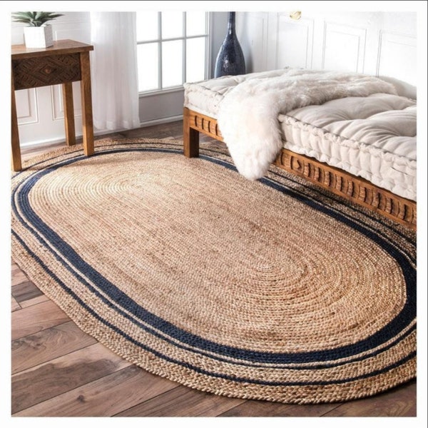 Hermosa alfombra de yute trenzada de forma ovalada para sala de estar/dormitorio/pasillo/habitación de niños/alfombra de área-alta calidad
