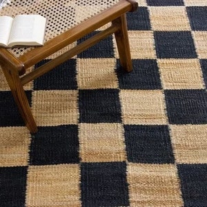 Checkered Jute Rug, Natural Jute Area Rug, Jute Runner Rug, Textured Boho Rug, Bohemian Rug, Custom Size Rug, Handwoven Jute Rug, Area Rug