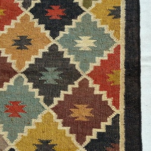 Wool Jute Kilim Rug, Moroccan Kilim Rug, Traditional Jute Rug, Bohemian Jute Rug,Area Rug, Persian Area Rug, Boho Kilim Rug, Indian Jute Rug