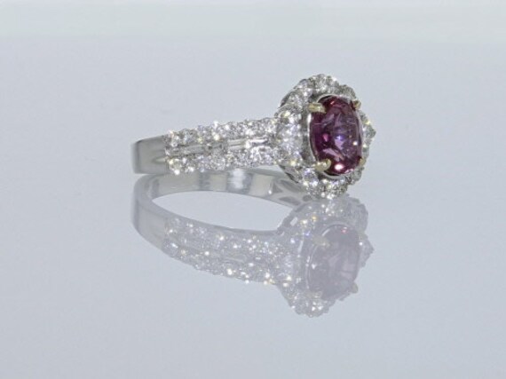 Extra Fine Pink Sapphire and Diamond 18KW Ring 1.… - image 4