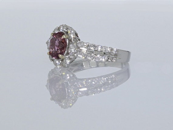 Extra Fine Pink Sapphire and Diamond 18KW Ring 1.… - image 5