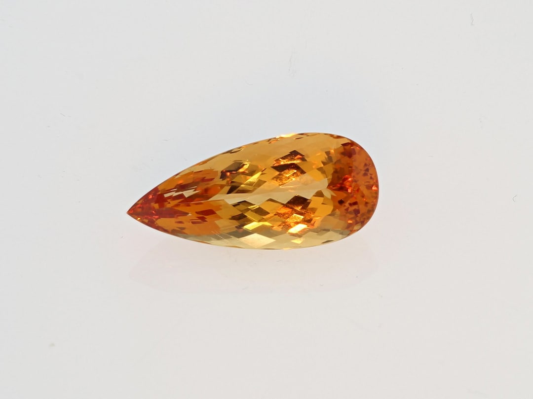 13.46 Cts Imperial Topaz, Pear Shape, Golden Peachy Orange With Reddish ...