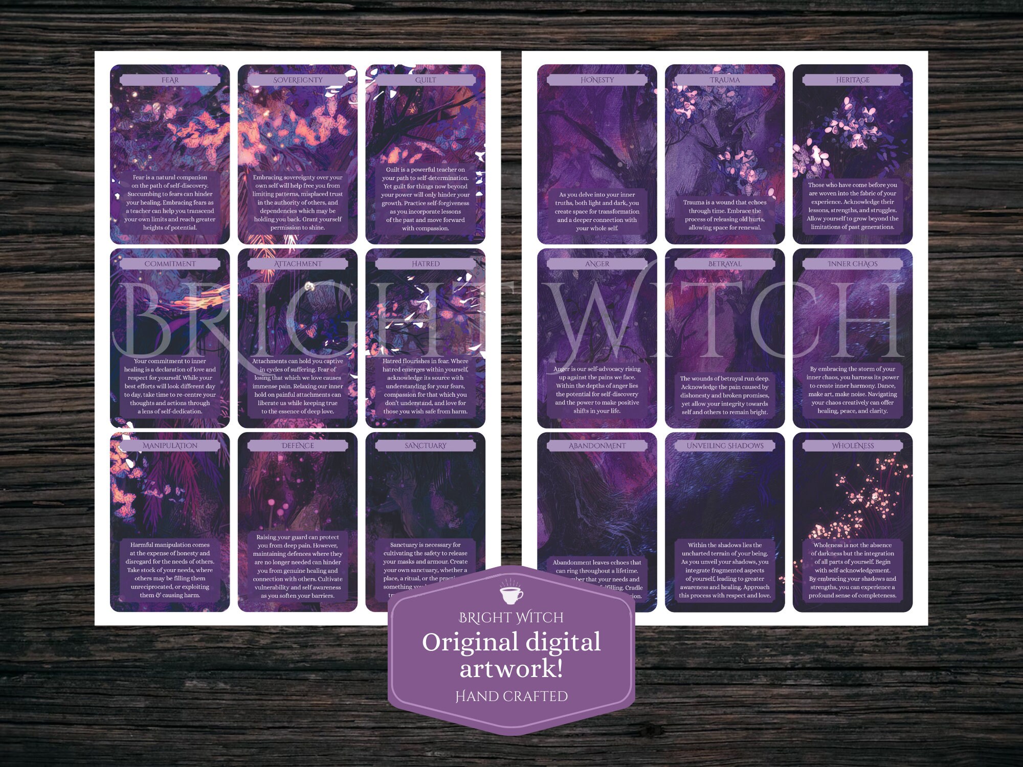 SHADOW WORK Printable Oracle Deck WITH Deck Box / Darkwood Dreaming ...