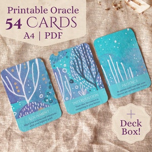 COSMIC TIMING Printable Oracle Deck WITH Deckbox  / 54 Cards / Digital Oracle / Instant Download / A4 / Witchy Printable Digital