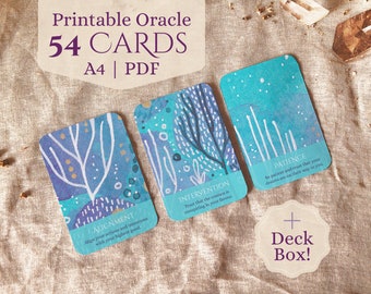 COSMIC TIMING Printable Oracle Deck WITH Deckbox  / 54 Cards / Digital Oracle / Instant Download / A4 / Witchy Printable Digital