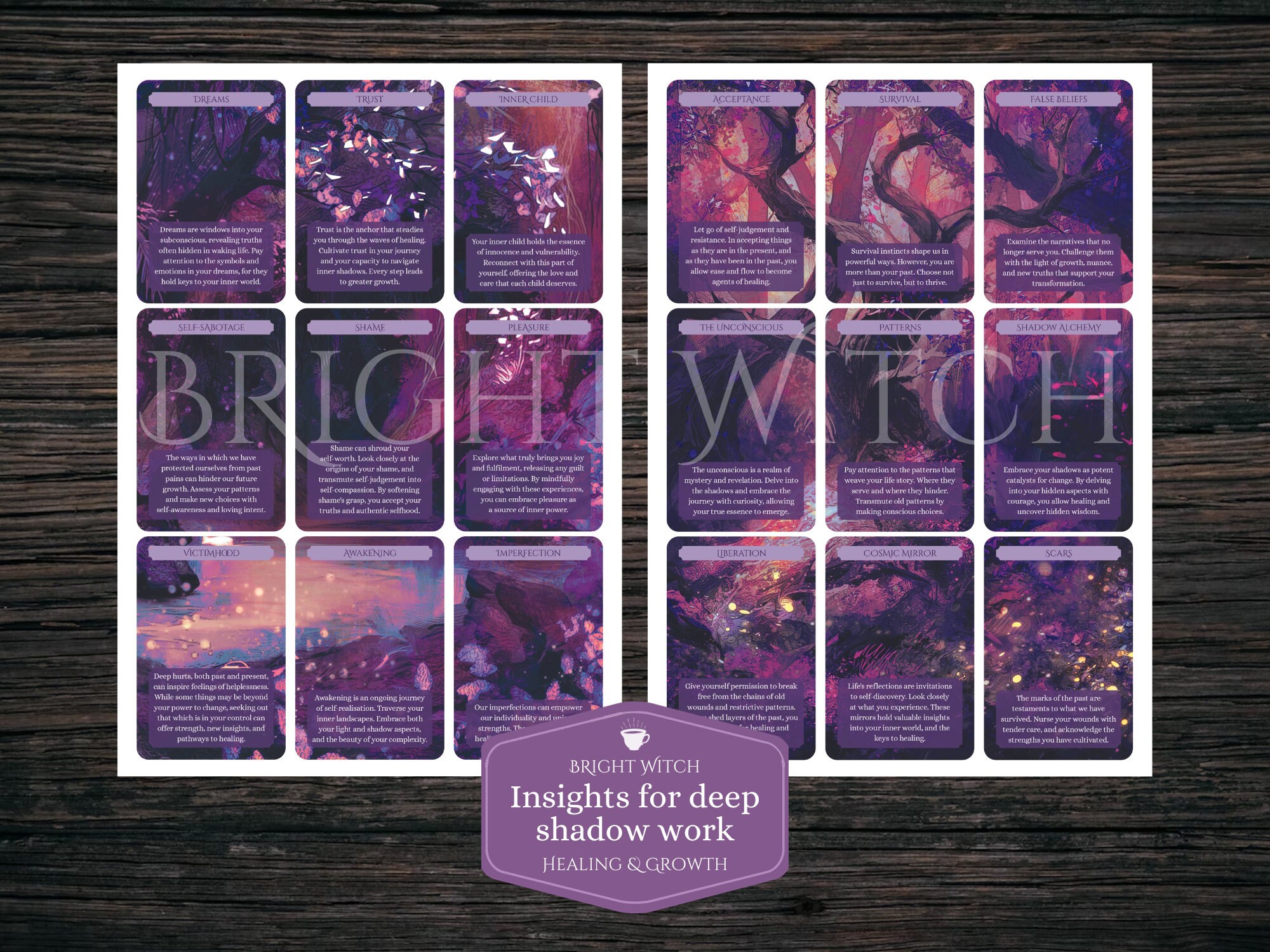 SHADOW WORK Printable Oracle Deck WITH Deck Box / Darkwood Dreaming ...