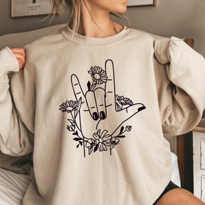 Sign Language Sweatshirt, Love Sweatshirt, Sign Language Sweater, ASL Sweatshirt, ASL Sweater, Deaf Sweatshirt, Love Sweater