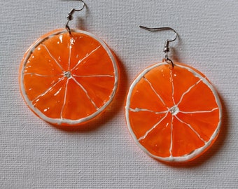 Acrylic Orange Slice Earrings