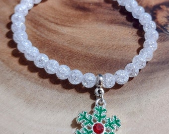 Frosty Crackled Quartz Snowflake Bracelet