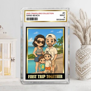 Custom Photo Family Action Figure Acrylic Block, Funny Trip Together Plaque, Photo Design Cards Plaque, Personalized Mom Dad and Kids Plaque