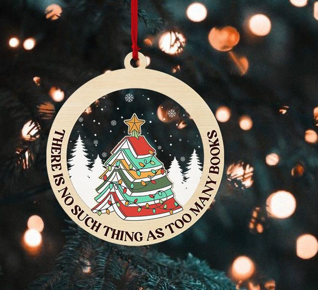 2-layers Stack of Books Christmas Ornament, Book Xmas Ornaments, Gifts ...