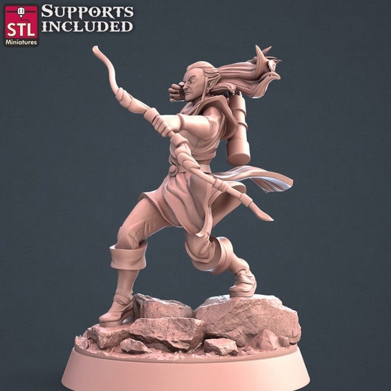 Figurine Elfe archer B STL Miniatures Impression 3D -  France