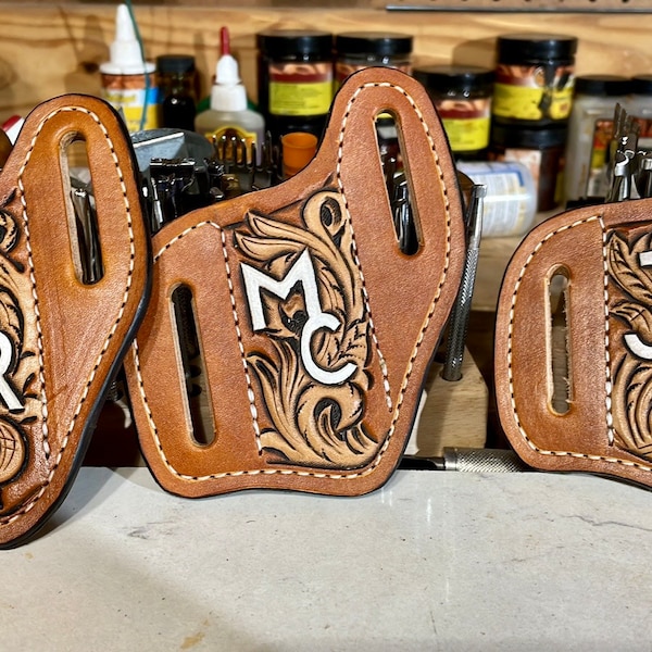 Custom leather pancake knife sheath/ knife sheath/ Case trapper sheath