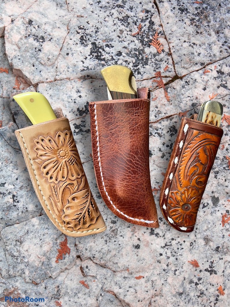 Custom Tooled Leather Knife Sheath Trapper / Sodbuster Etsy