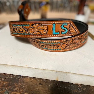 Custom hand tooled leather belt/ custom belt/ handmade belt