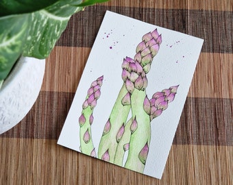 Original Hand-painted watercolour painting | A5 botanical illustration | Asparagus