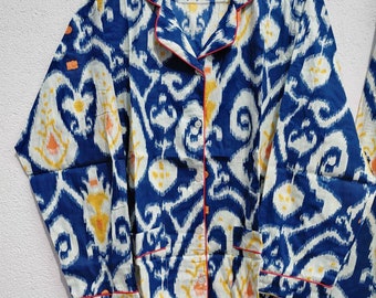 Ensemble de pyjama kurta imprimé en coton indien fait à la main pour les femmes tenue de fête Tenue de nuit Matériel de robe de nuit Femmes Porter des vêtements en tissu tissu