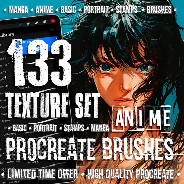 texture stamps procreate manga texture brushes manga stamps anime stamps chibi stamps brushes procreate texture manga stamps - TEXTURE SET