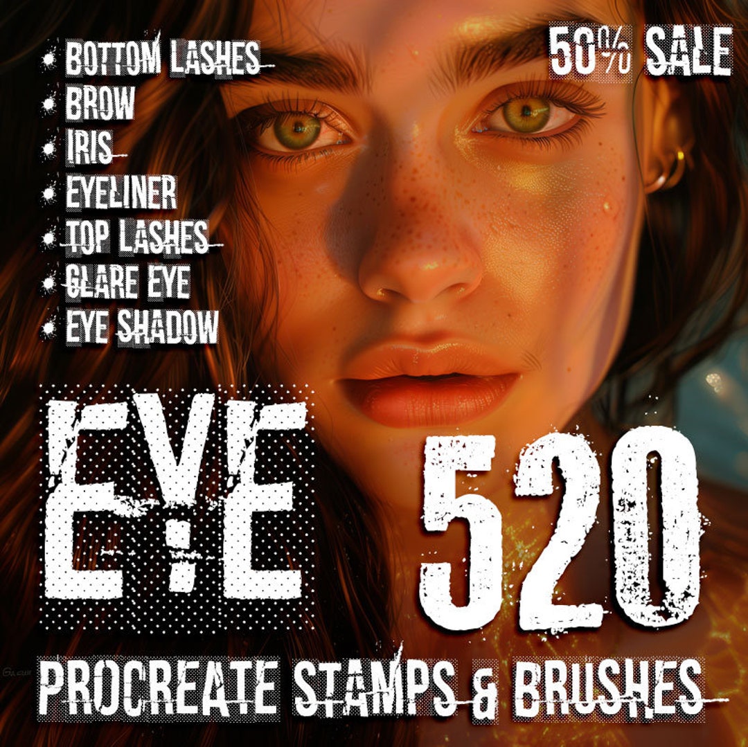 Eye Stamps Procreate Eye Brushes Brow Stamps Top Lashes Glare Eyes