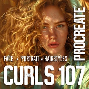 Procreate urls-borstels - Haarborstels procreate-haarstempels сurls-stempels haar vrouwelijk haar anime-haar afro-penselen - KRULLENSET
