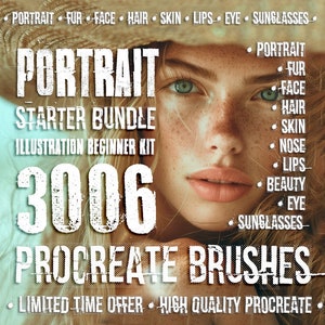 Procreate Brushes procreate stamps hair brushes skin brushes face stamp eye brushes portrait brushes  stamp procreate - Portrait Bundle *