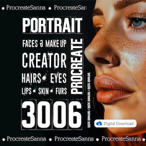 Procreate Portrait Brushes | Digital Product | procreate stamps hair brushes skin face stamp eye brushes stamp procreate - PORTRAIT BUNDLE